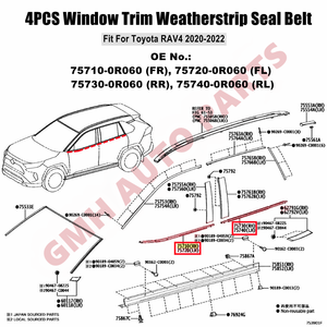 Moldura de Ensamblaje para Toyota <span class=keywords><strong>RAV4</strong></span> 2020 2021 <span class=keywords><strong>2022</strong></span>, Moldura para Ventana de Puerta Delantera y Trasera, Burlete, OE # 75710-0R060 - Product Image 2