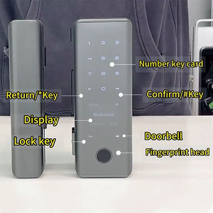 Serrures de porte électroniques intelligentes, installation facile, alimentation par piles AA, <span class=keywords><strong>carte</strong></span>-clé automatique, verre, serrure de porte Wifi Tuya - Product Image 3