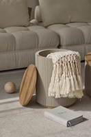 Table basse minimaliste moderne en bois massif de chêne avec rangement, petite table d'appoint pour le salon