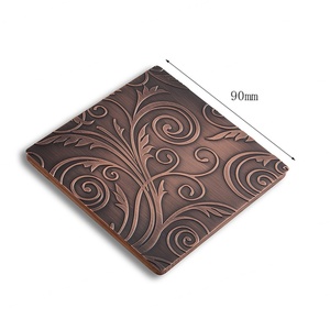 Posavasos Metálico Cuadrado de Latón y Cobre Antiguo, Estilo Único, con Logotipo Personalizado - Product Image 4