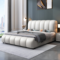 Vente directe usine : Ensemble de meubles de chambre à coucher – Lit double king size 180x200cm avec cadre en bois massif et rangement en bois