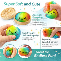 Jouets à presser anti-stress en forme de boulettes et pains Bao, avec visage souriant, style vapeur, avec kit de cuisson vapeur