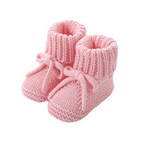 Chaussures pour bébé qui apprennent à marcher, avec nœud mignon, tricotées, à semelle souple, pour les premiers pas des nourrissons et des tout-petits, pour garçons et filles