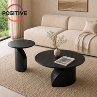 Ensemble de tables basses rondes noires modernes, style minimaliste italien, pour salon, appartement, hôtel, vente en gros, OEM, ODM