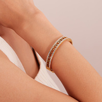 Bracelet minimaliste en acier inoxydable style français pour femme, chiffres romains, ajouré, bijoux fins