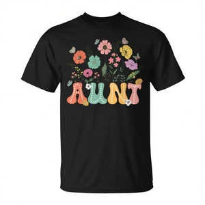 T-shirt floreale Aunt Wildflower a maniche corte, girocollo, stampa digitale, per donne adulte, riunioni di famiglia, feste - Product Image 2