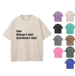 เสื้อยืดวินเทจคุณภาพสูงแบบ OEM ผ่านการฟอกสีด้วยกรด  ปรับแต่งได้ด้วยผ้าฝ้าย 100% ทรงหลวม โอเวอร์ไซส์ - Product Image 1