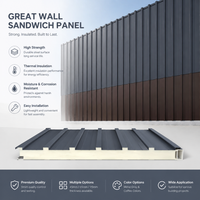Panneau sandwich Great Wall à isolation thermique, panneau mural métallique décoratif pour maison préfabriquée moderne, construction de bureau modulaire
