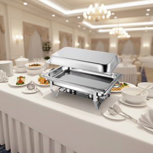 Espositore Pieghevole in Acciaio Inox per Buffet e Fornello con Riscaldamento Sottostante Colore Oro/Argento per Uso Ristorante - Product Image 6