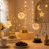 Lampe de table LED en forme de croissant de lune à piles Pafu, lampe suspendue en forme de globe, Ramadan, Eid, décoration de chambre à coucher, lampe décorative de fête