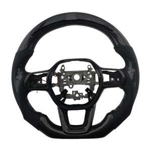 Nouveaux produits populaires : Volant de voiture en cuir perforé avec fibre de carbone et LED pour Honda Civic 11e génération - Product Image 1