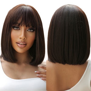 Parrucche Bob di Fabbrica all'Ingrosso Più Vendute Parrucca Bobo alla Moda con Frangia ad Aria Naturale Capelli <span class=keywords><strong>Corti</strong></span> in Fibra Sintetica per <span class=keywords><strong>Donna</strong></span> - Product Image 1