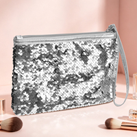 Pochette de toilette élégante à sequins, réversible et scintillante, pour femme, style Y2K, pochette de soirée et rangement de maquillage de voyage, personnalisable