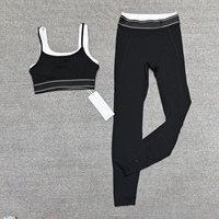 Set Yoga Wanita 2-Piece Crop Top & Leggings Pinggang Tinggi Bahan Spandex/Nylon Elastis Empat Arah Anti-Bakteri Cepat Kering Bernapas