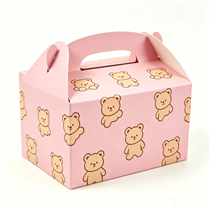 Caja Portátil Rosa con Estampado <span class=keywords><strong>de</strong></span> Oso <span class=keywords><strong>para</strong></span> Pasteles, Caja <span class=keywords><strong>de</strong></span> Embalaje <span class=keywords><strong>de</strong></span> Papel <span class=keywords><strong>de</strong></span> Grado Alimenticio <span class=keywords><strong>para</strong></span> Cupcakes, Galletas y Productos <span class=keywords><strong>de</strong></span> Panadería, Venta al por Mayor - Product Image 1