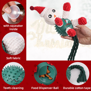 Jouets à mâcher en peluche de Noël pour chiens avec distributeur pour chiens de petite, moyenne et grande taille, jouet interactif pour animaux de compagnie pour les fêtes - Product Image 5