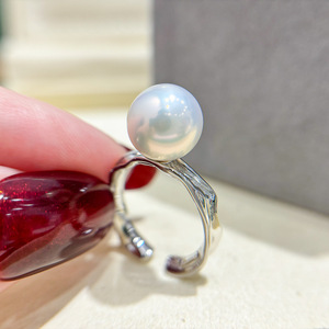 10495DIY แท่นวางเครื่องประดับเงินเรียบง่าย พร้อมแหวนเงิน S925 สำหรับลูกปัดทรงกลมขนาด 8-11 มม. และอุปกรณ์ตกแต่งมุก - Product Image 1