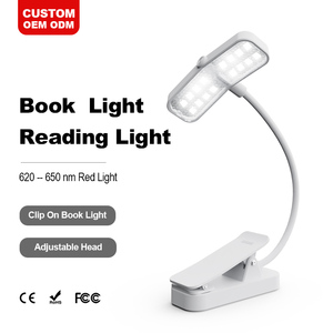 Lámpara de Lectura LED con Clip y Logotipo Personalizado, Luz Blanca Ajustable, Recargable por USB, 6000K Luz Diurna, Luz Roja de 620-650nm - Product Image 1