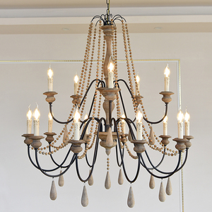 <span class=keywords><strong>Lustre</strong></span> Rétro en Bois Style Campagne Américaine, Décoration Créative Vintage <span class=keywords><strong>pour</strong></span> Restaurant et Salon, <span class=keywords><strong>Lustre</strong></span> en Fer Forgé - Product Image 1