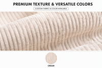 Fauteuil d'appoint moderne en velours côtelé avec accoudoirs côtelés, fauteuil individuel avec pieds en bois, vente en gros pour salon et chambre à coucher