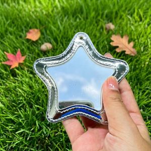 PU Leather Portable <b>Star</b>-Shaped Silver <b>Mirror</b> Keychain Embossing Printing-Modern Promotional Novelty Gift for Events Giveaways - Product Image 2