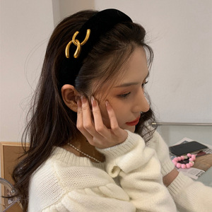 Serre-tête coréen rétro de <span class=keywords><strong>grande</strong></span> marque, style haut de gamme, pour femme, automne-hiver, élégant, fait main, en alliage et tissu - Product Image 4