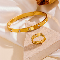 Vente en Gros Bijoux Fantaisie de Luxe Personnalisés de Marque, Plaqué Or 18K en Acier Inoxydable, Zircon, Bracelet et Jonc pour Femme