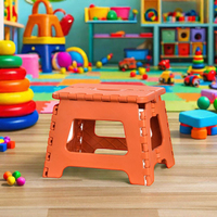 Tabouret pliable pour enfants en plastique durable et pratique pour la maison et l'extérieur, surface antidérapante, avec poignée de transport