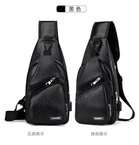 यूएसबी चार्ज के साथ छाती बैग हेडसेट छेद पुरुषों की Multifunction के एकल पट्टा विरोधी चोरी के साथ छाती बैग समायोज्य कंधे पट्टा