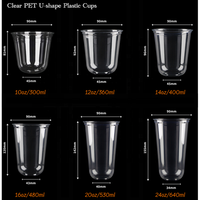 Gobelets en plastique PET transparents personnalisés avec logo imprimé, 12oz et 16oz, à fond rond en U, avec couvercles et pailles pour thé Matcha Boba