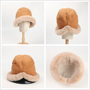 Chapeau bob chaud en fausse fourrure pour femme, hiver, extérieur, velours côtelé, couleur unie, réversible, style pêcheur - Product Image 2