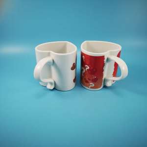 Heart-Shaped Rim Ceramic Couple Mug Set 11oz <strong>Porcelain</strong> Custom Full Surface Print Valentine <strong>Gift</strong> Romantic Pair - Product Image 4