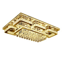 Lámpara de cristal sencilla para sala de estar, lámpara de techo LED cuadrada dorada de lujo para dormitorio principal, iluminación para toda la casa