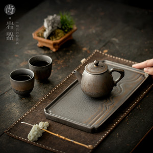 Théière en céramique rustique rétro avec couvercle, poignée latérale et filtre, petite taille, pour service à thé Kung Fu, usage domestique ou bureau - Product Image 4