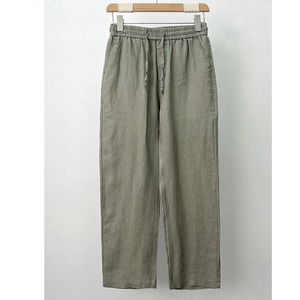 <span class=keywords><strong>Pantaloni</strong></span> estivi Casual a vita alta da uomo all'ingrosso <span class=keywords><strong>pantaloni</strong></span> in <span class=keywords><strong>lino</strong></span> di cotone stile dritto tinta unita - Product Image 2