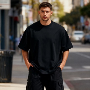 T-shirts pour hommes à manches courtes, col rond, couleur unie, en coton 100 %, poids lourd 260 GSM, impression personnalisée du logo TKAN595D - Product Image 1