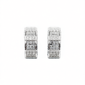 Boucles d'oreilles en or pour femmes E717, diamants ronds taille brillant, couleur G, naturels, luxe, pour tous les jours - Product Image 1