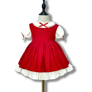 Gaun putih butik lucu anak perempuan gaun merah untuk anak perempuan Poplin Pettiskirt gaun putri bayi perempuan