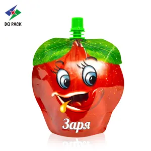 DQ PACK vendita calda Stand Up sacchetto di imballaggio alimentare a forma di frutta imballaggio personalizzato per alimenti per bambini
