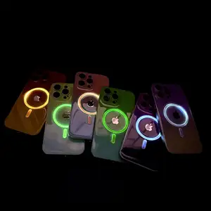 Funda de teléfono magnética luminosa creativa para iPhone 15pro 14promax gradiente iPhone13 carga inalámbrica 12 lentes funda anticaída