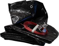 Bâche de protection pour piscine et trampoline d'hiver, avec câble de treuil, revêtement bleu roi/noir 200 g/m², diamètre 366 cm-420 cm, imperméable et anti-UV