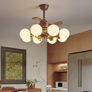 Vintage Style Ceiling Fan <b>Light</b> With Led Bulbs Multi Head <b>Chandelier</b> For Bedroom Dining Room Home Use - Product Image 2