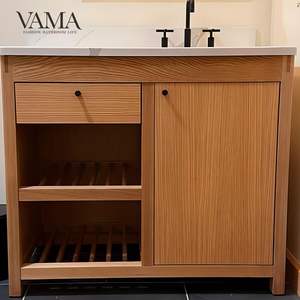 Vama Armoire de rangement personnalisée et efficace Design d'appartement Vanité de salle de bain montée au sol AN13 - Product Image 4