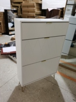 Moderno Zapatero de Paneles de Madera Blanca con Diseño Delgado Modular Convertible para Sala de Estar, Hotel, Vestíbulo