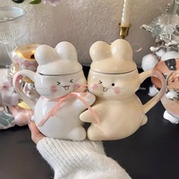 Ensemble de tasses pour couples As Slow As Ever, en céramique, style coréen, motif lapin, cadeau de mariage ou d'anniversaire dans un coffret cadeau