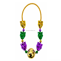 Collar de cuentas metálicas gigantes de Mardi Gras, estilo Comedia y Tragedia, venta al por mayor de fábrica