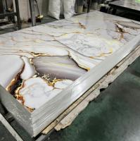 Panneaux muraux en PVC imitation marbre brillant pour la décoration intérieure, feuilles de PVC effet marbre UV en gros