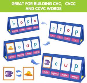 Support de tableau de poche CVC pour la construction de mots avec tableaux effaçables, jeux de lecture, d'orthographe et de phonétique pour enfants, indispensables en classe - Product Image 4