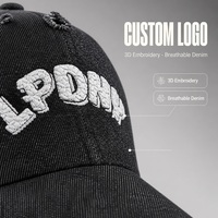 Casquette de baseball en jean personnalisée, broderie 3D, effet déchiré, 6 panneaux, visière incurvée, unisexe, streetwear, chapeau d'extérieur