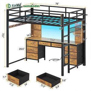<span class=keywords><strong>Letto</strong></span> a Soppalco con Scrivania e Funzione di Archiviazione: Arredo Multifunzionale per <span class=keywords><strong>Camera</strong></span> <span class=keywords><strong>da</strong></span> <span class=keywords><strong>Letto</strong></span>, Adatto sia per Famiglie che per Appartamenti - Product Image 4